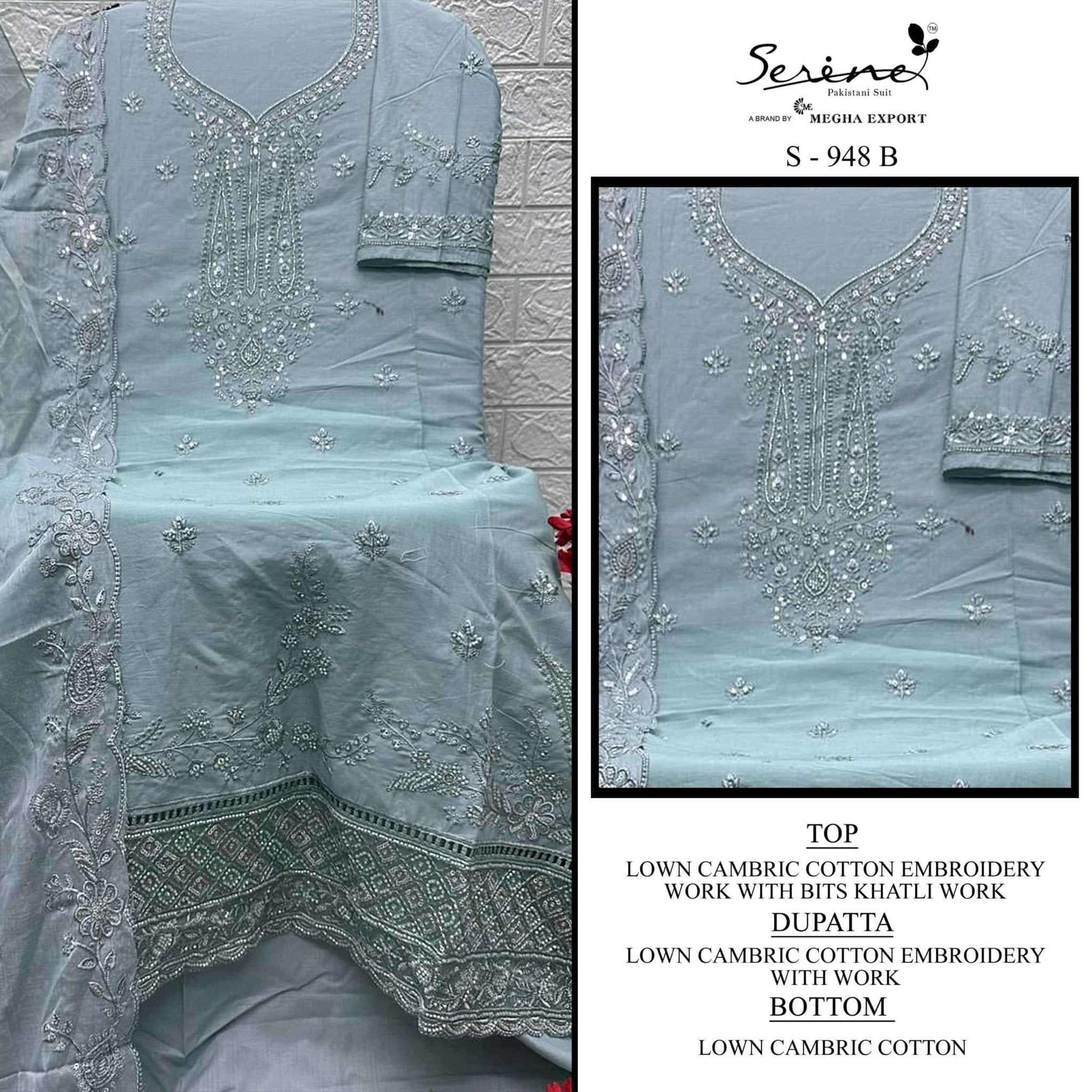 SERINE S - 948 Cambric Cotton Pakistani Suit Set - Amrah Wholesale