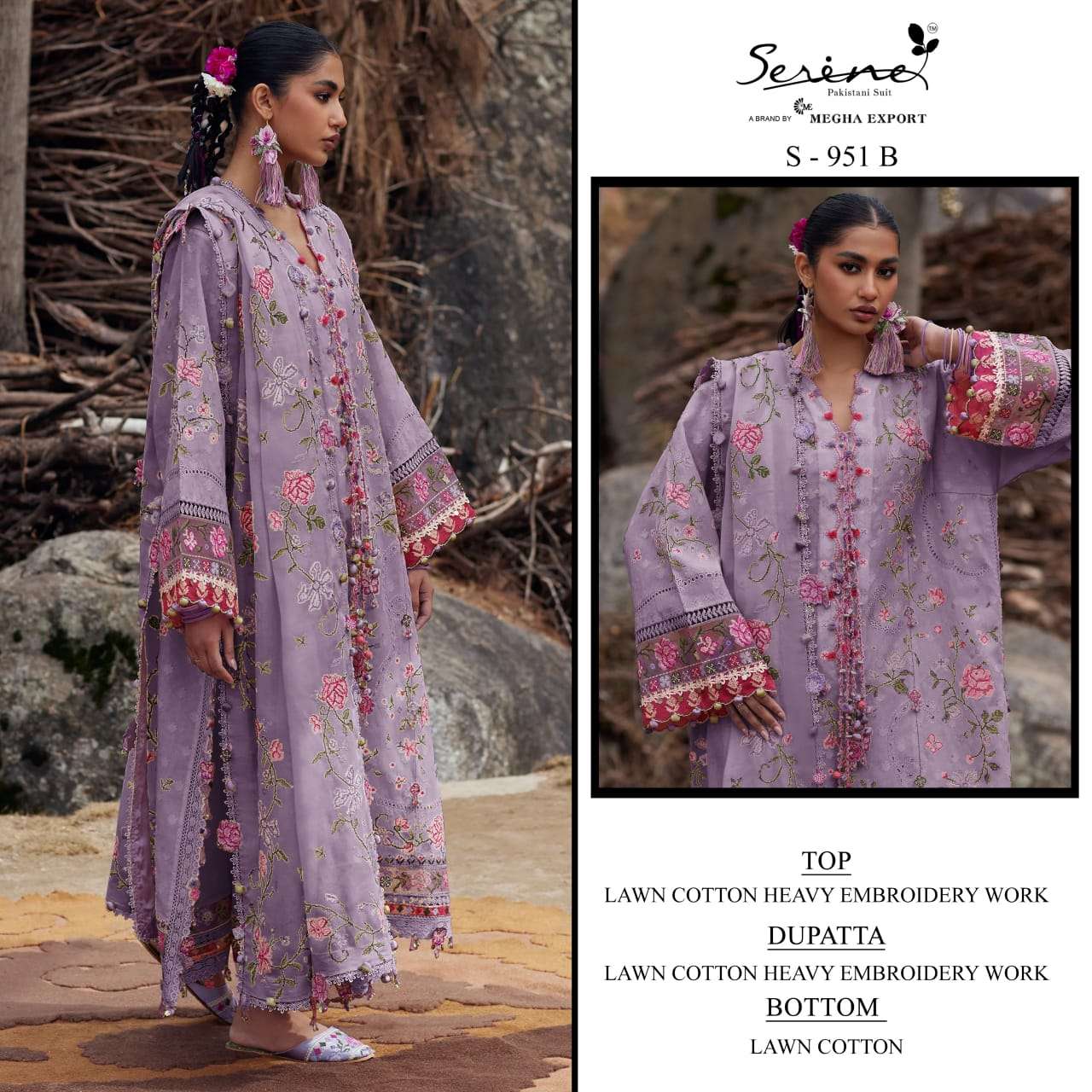 Serine S-951 Cambric Cotton Embroidery Pakistani Suit
