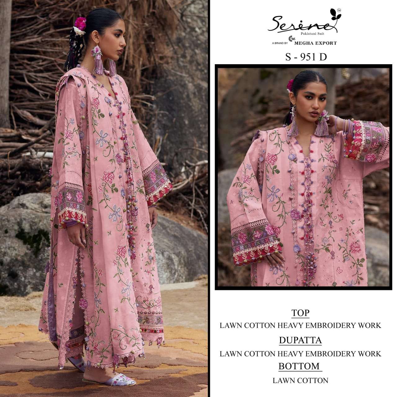 Serine S-951 Cambric Cotton Embroidery Pakistani Suit