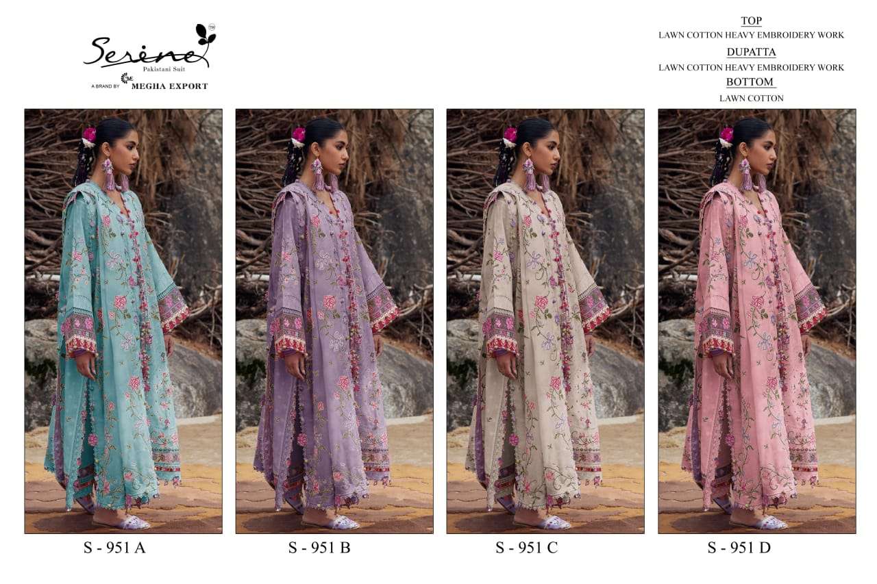 Serine S-951 Cambric Cotton Embroidery Pakistani Suit