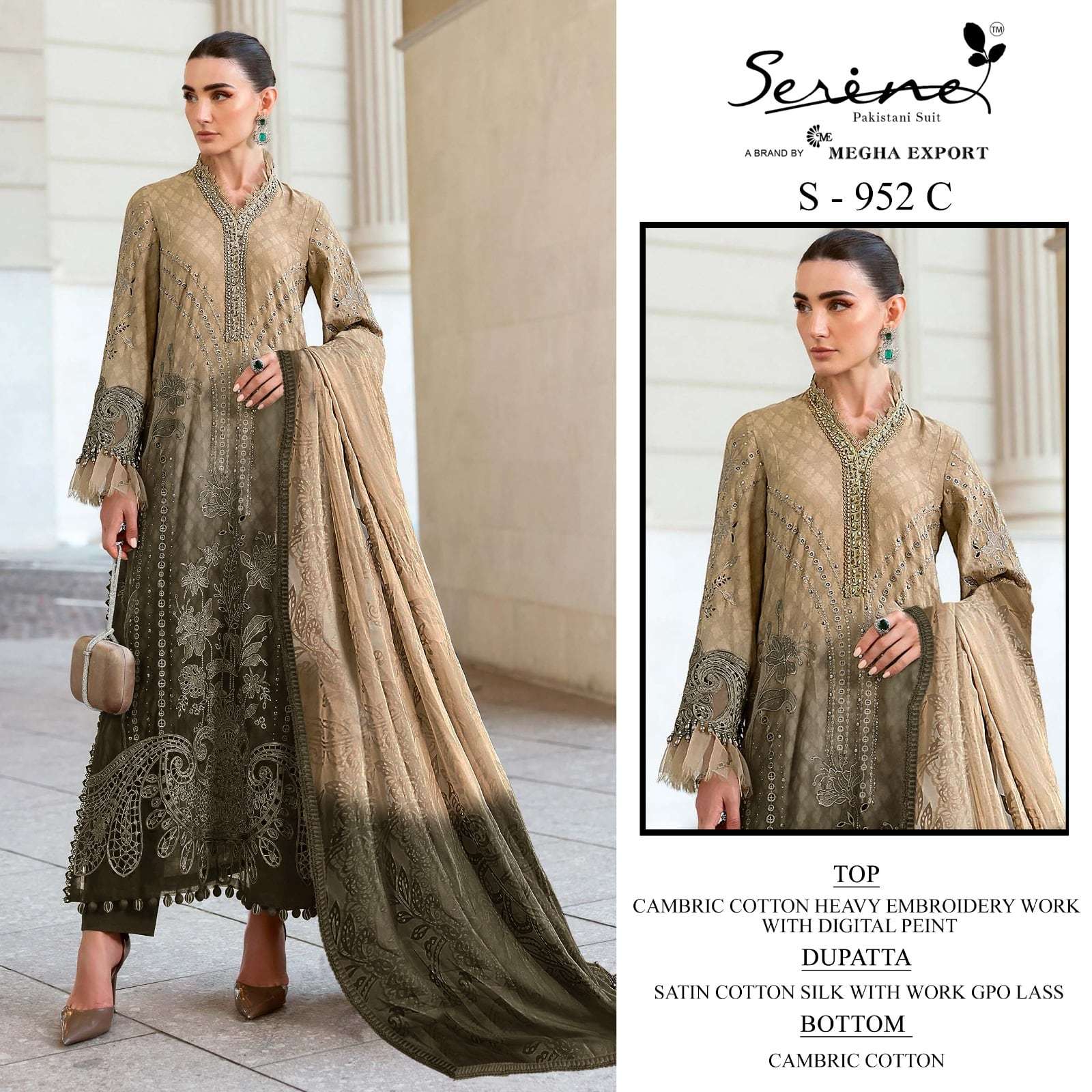 SERINE S-952 Cambric Cotton Pakistani Suit Wholesale Collection
