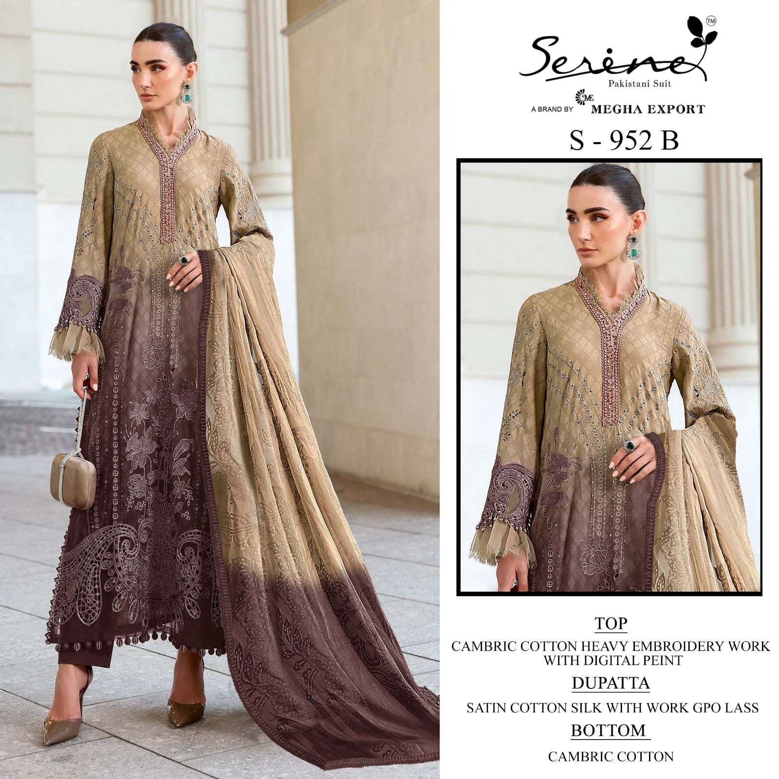 SERINE S-952 Cambric Cotton Pakistani Suit Wholesale Collection