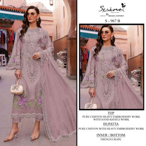 Serine S-967 A To D Series Chiffon Embroidery Premium Pakistani Suit