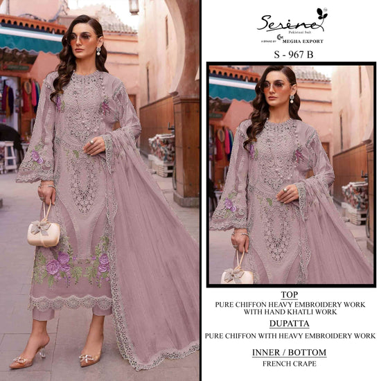 Serine S-967 A To D Series Chiffon Embroidery Premium Pakistani Suit
