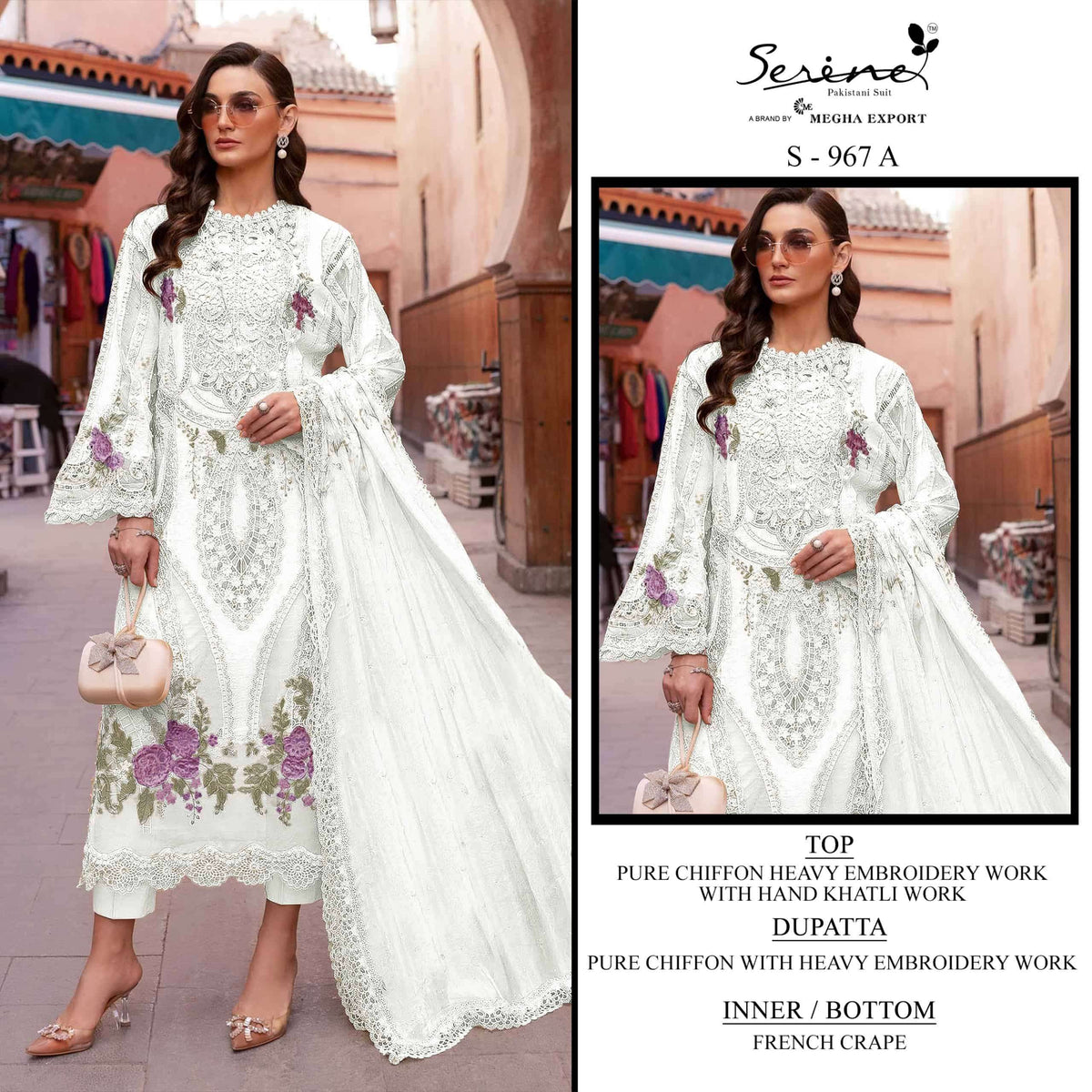 Serine S-967 A To D Series Chiffon Embroidery Premium Pakistani Suit