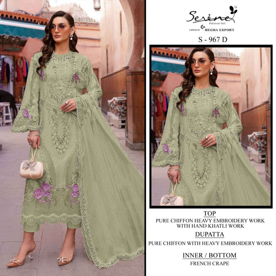 Serine S-967 A To D Series Chiffon Embroidery Premium Pakistani Suit
