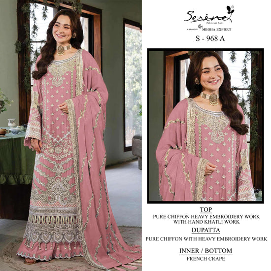 Serine S-968 A To D Series Heavy Chiffon Embroidery Pakistani Suit