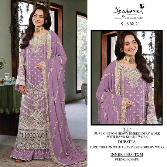 Serine S-968 A To D Series Heavy Chiffon Embroidery Pakistani Suit
