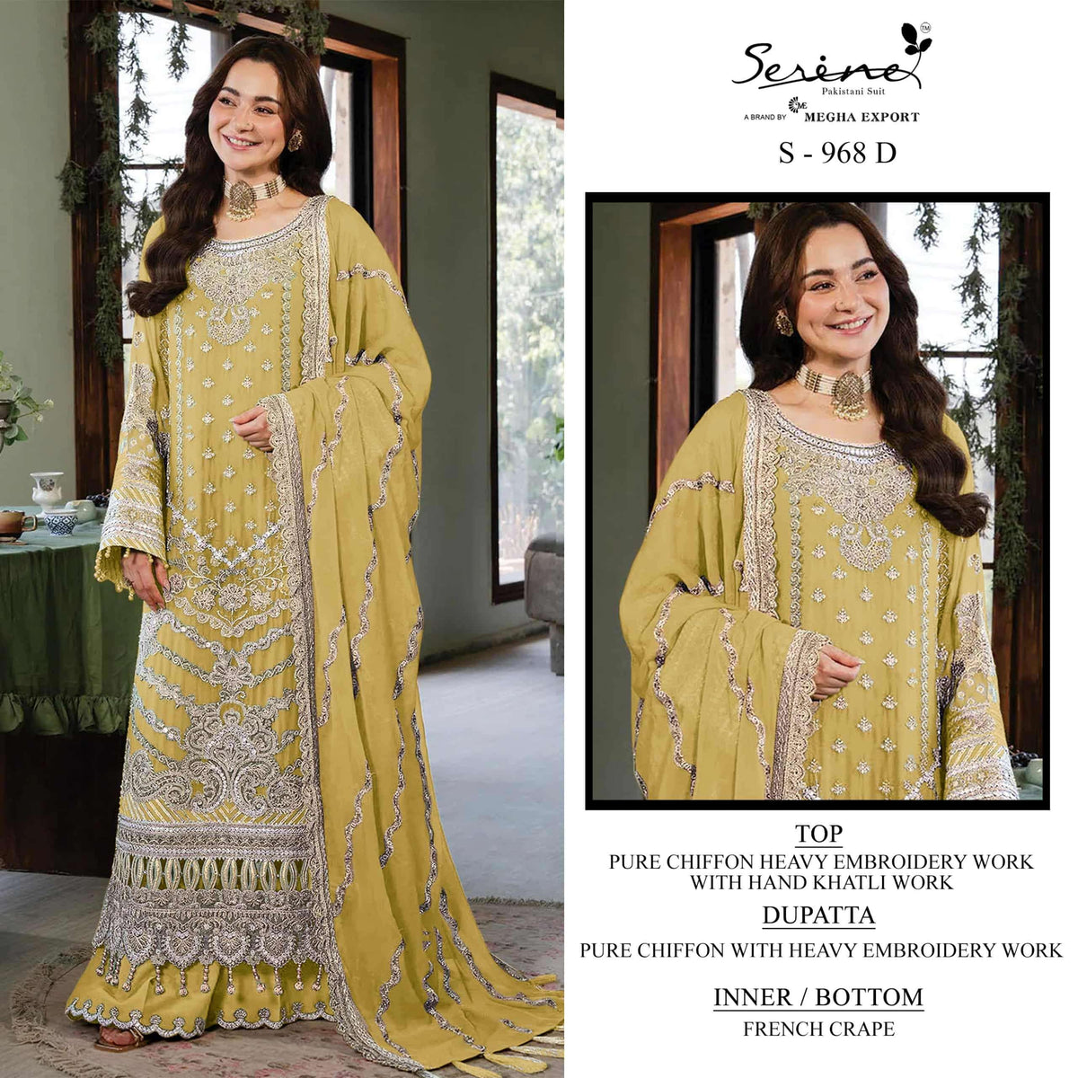 Serine S-968 A To D Series Heavy Chiffon Embroidery Pakistani Suit