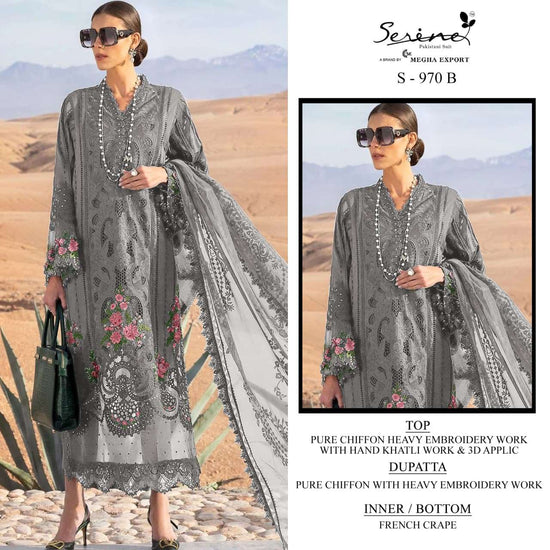 Serine S-970 Chiffon Khatli Embroidered Pakistani Suit