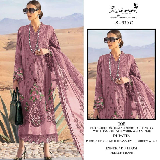 Serine S-970 Chiffon Khatli Embroidered Pakistani Suit