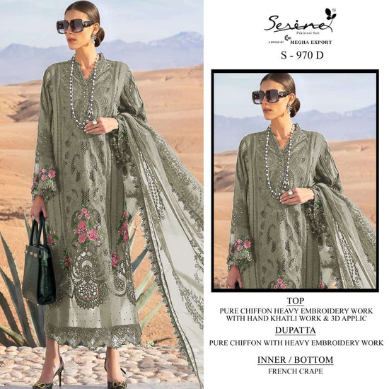 Serine S-970 Chiffon Khatli Embroidered Pakistani Suit