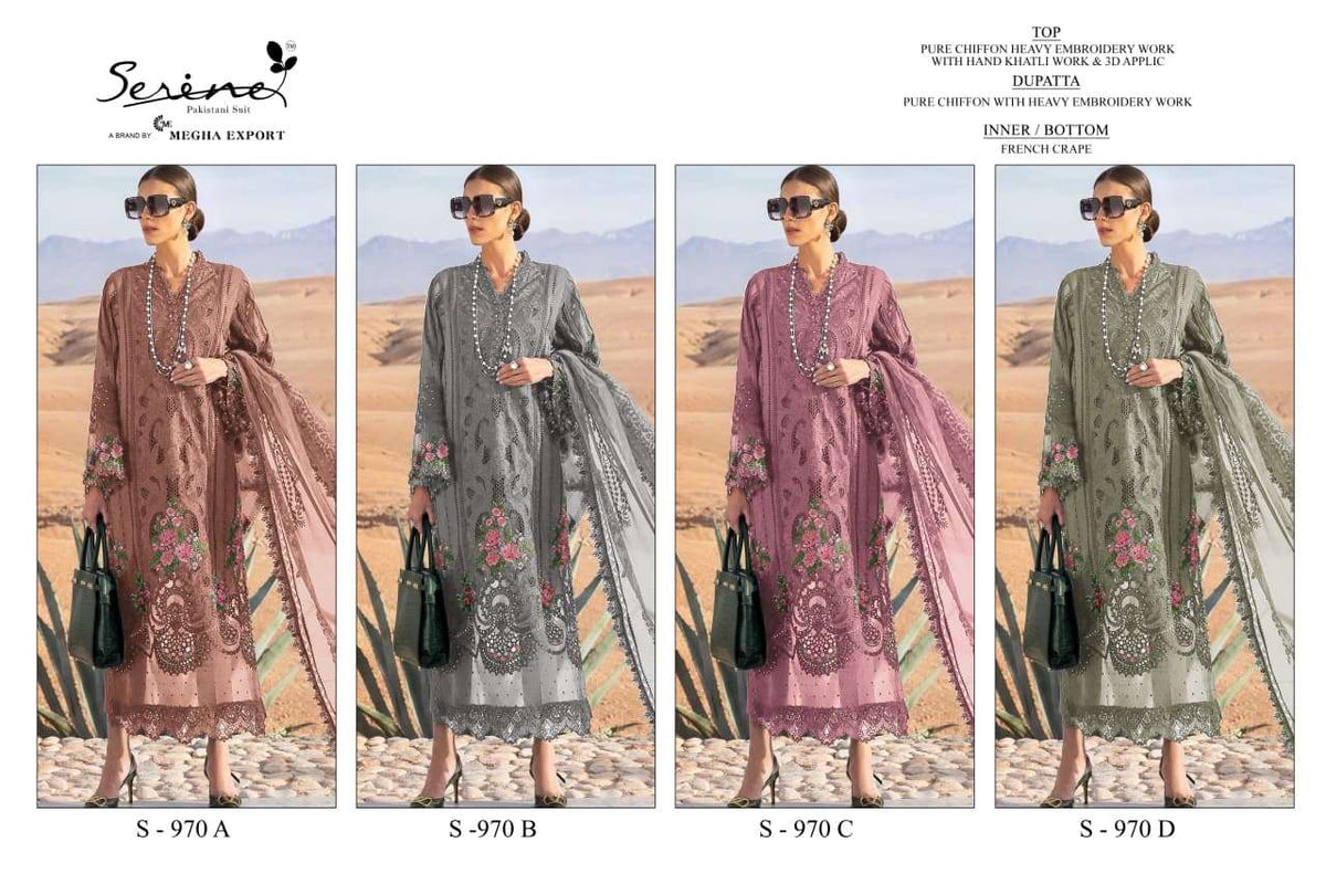 Serine S-970 Chiffon Khatli Embroidered Pakistani Suit