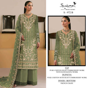 SERINE S-972 Chiffon Khatli Work Embroidered Pakistani Suit