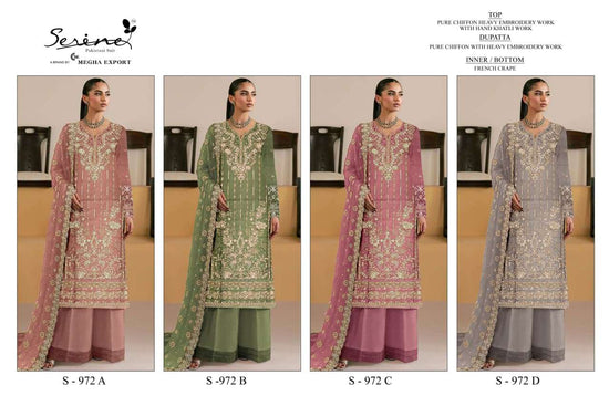 SERINE S-972 Chiffon Khatli Work Embroidered Pakistani Suit
