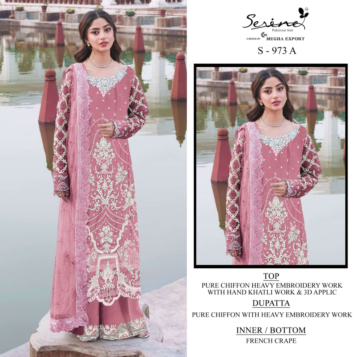 Serine S-973 Crystal Chiffon Embroidery Pakistani Suit - Amrah Wholesale