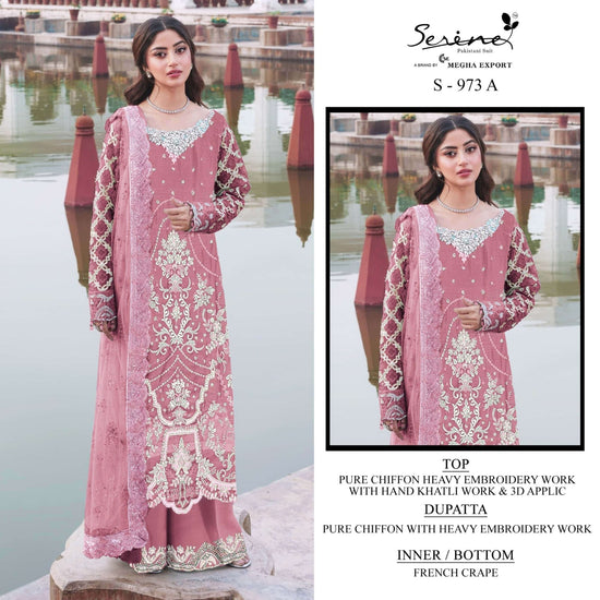 Serine S-973 Crystal Chiffon Embroidery Pakistani Suit - Amrah Wholesale
