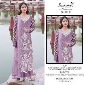 Serine S-973 Crystal Chiffon Embroidery Pakistani Suit - Amrah Wholesale