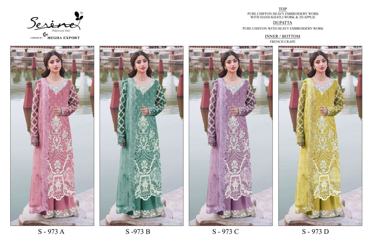 Serine S-973 Crystal Chiffon Embroidery Pakistani Suit - Amrah Wholesale