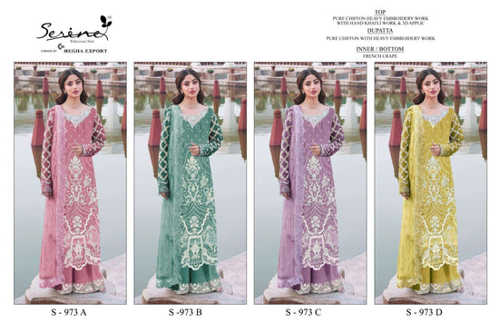 Serine S-973 Crystal Chiffon Embroidery Pakistani Suit - Amrah Wholesale