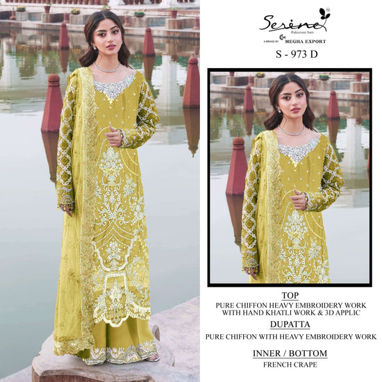 Serine S-973 Crystal Chiffon Embroidery Pakistani Suit - Amrah Wholesale