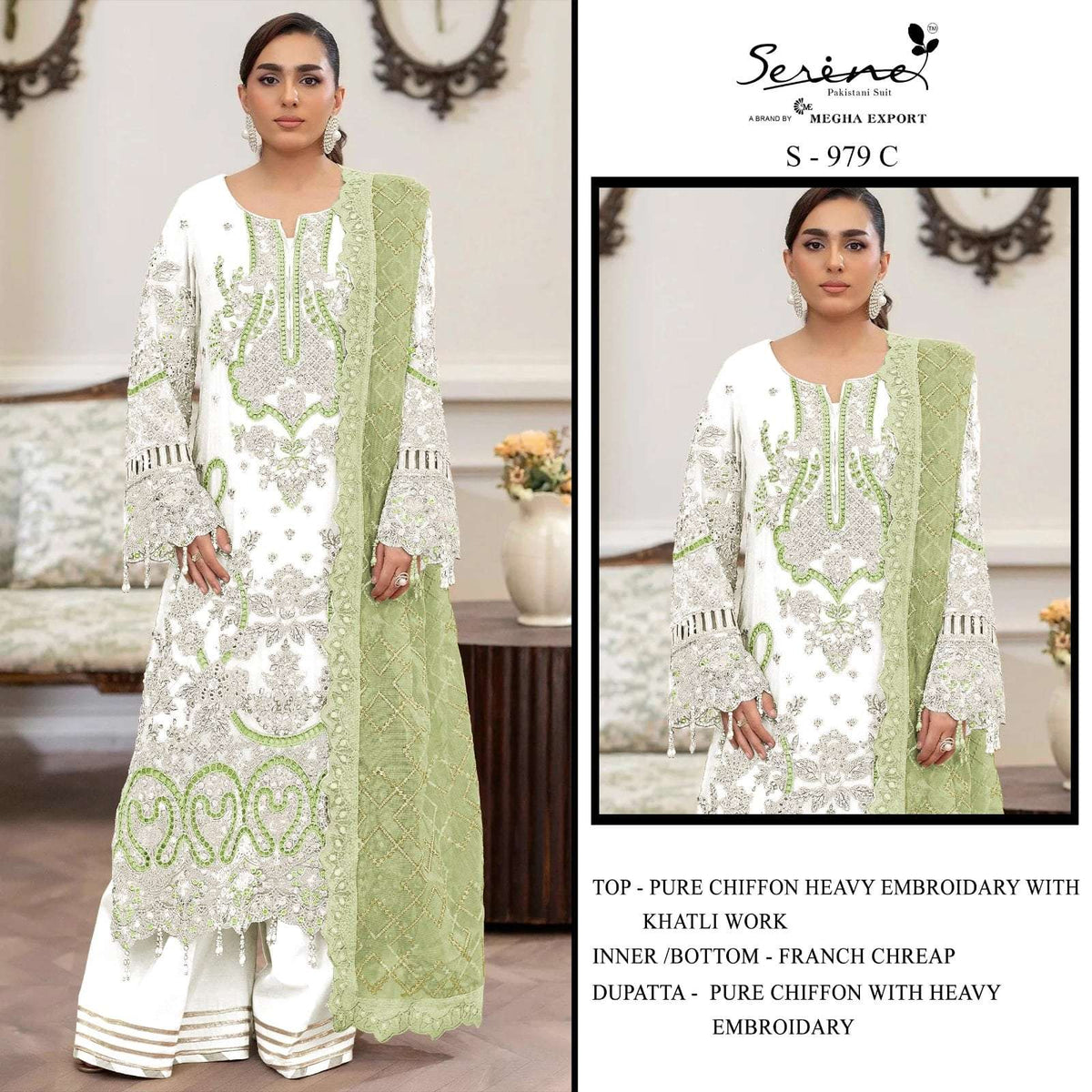 Serine S-979 A To D Series Heavy Chiffon Pakistani Suit