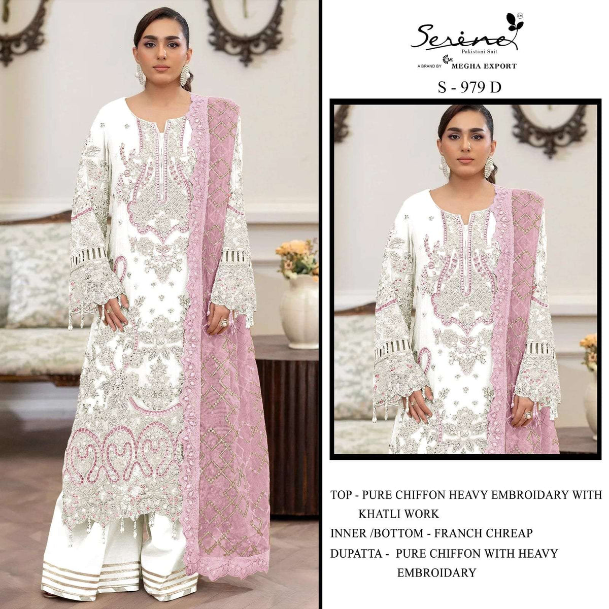 Serine S-979 A To D Series Heavy Chiffon Pakistani Suit