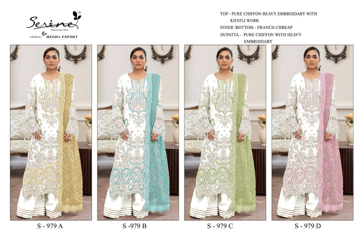 Serine S-979 A To D Series Heavy Chiffon Pakistani Suit