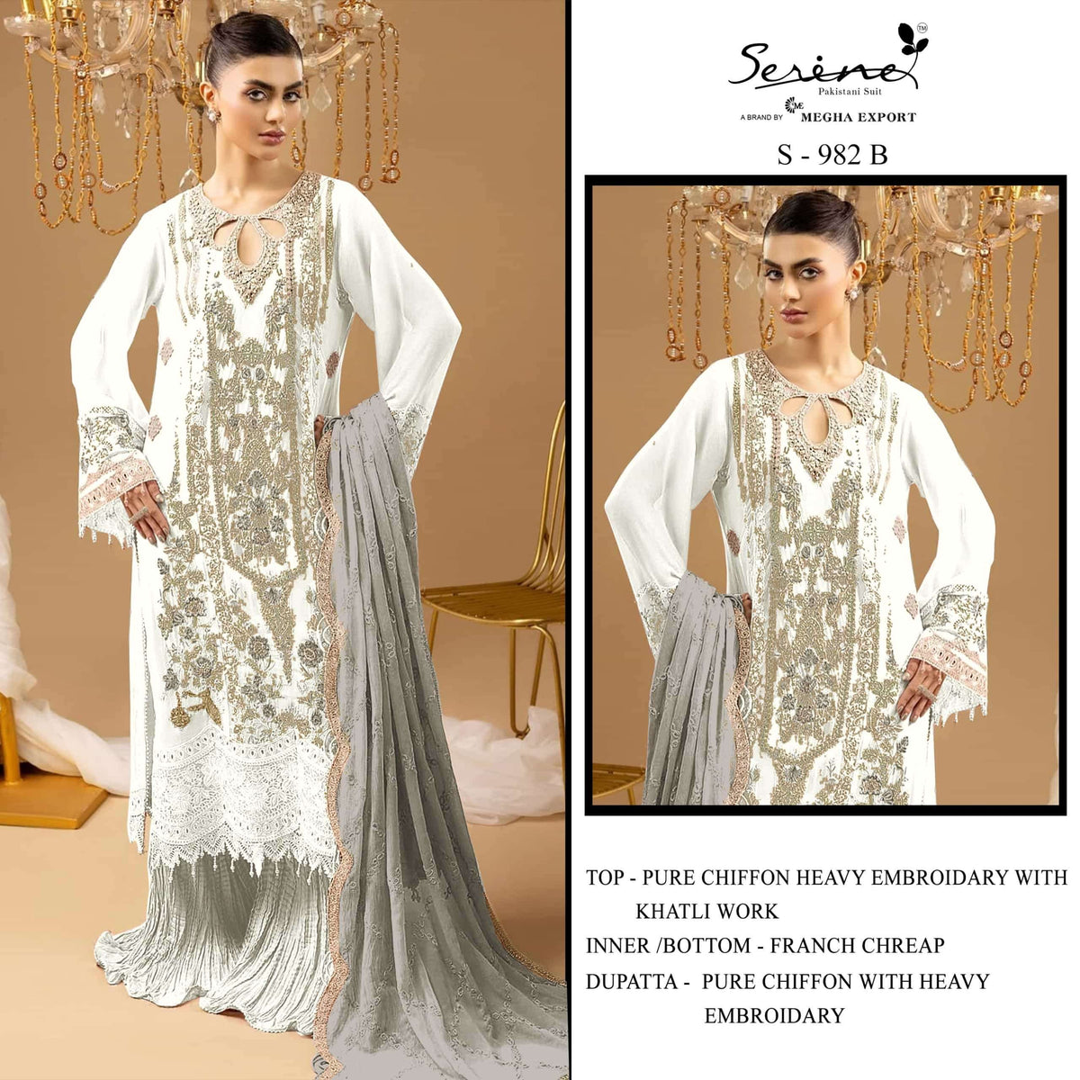 SERINE S-982 Chiffon Embroidery Pakistani Suit
