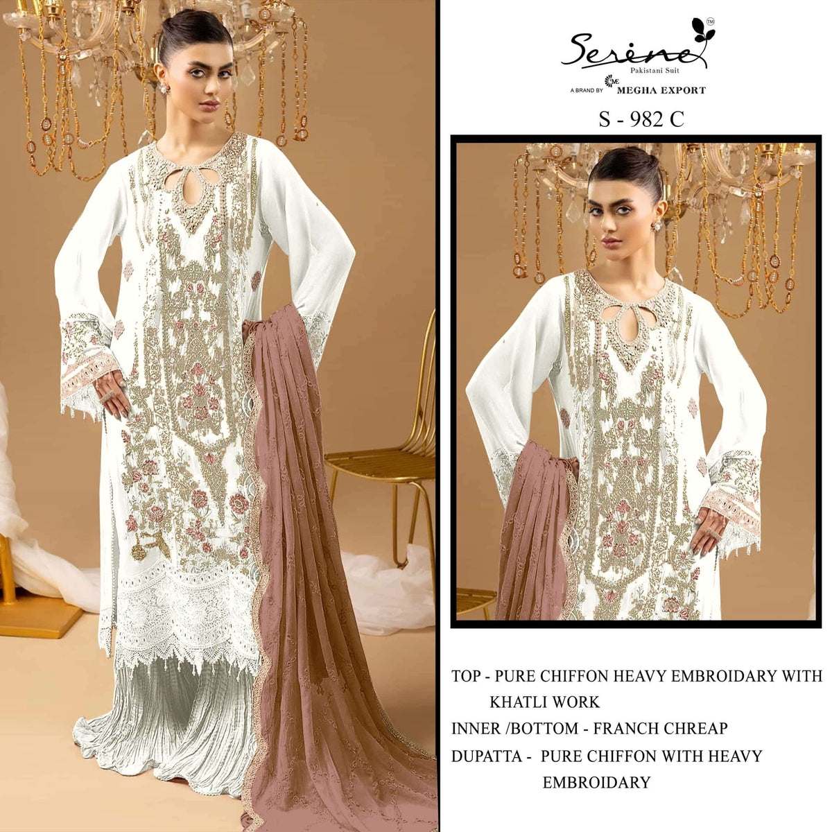 SERINE S-982 Chiffon Embroidery Pakistani Suit