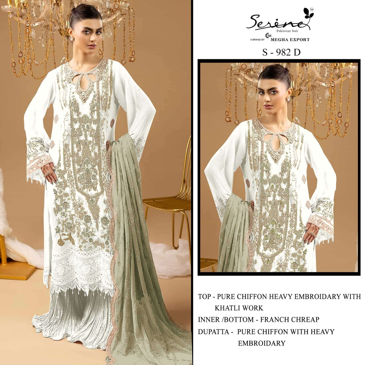 SERINE S-982 Chiffon Embroidery Pakistani Suit
