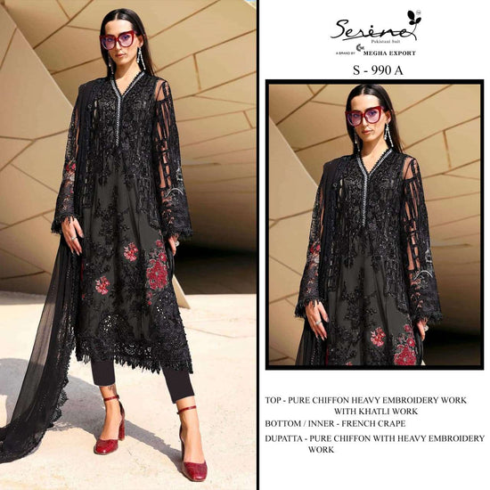 Serine S-990 Chiffon Silk Embroidered Pakistani Salwar Suit