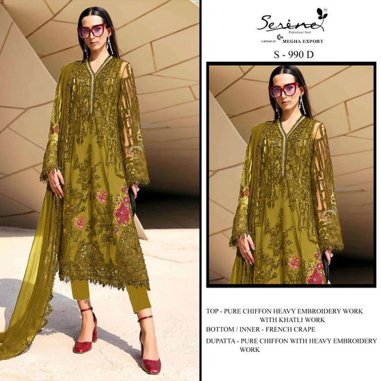 Serine S-990 Chiffon Silk Embroidered Pakistani Salwar Suit