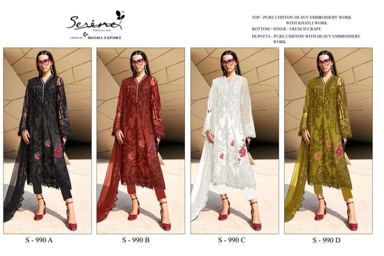 Serine S-990 Chiffon Silk Embroidered Pakistani Salwar Suit