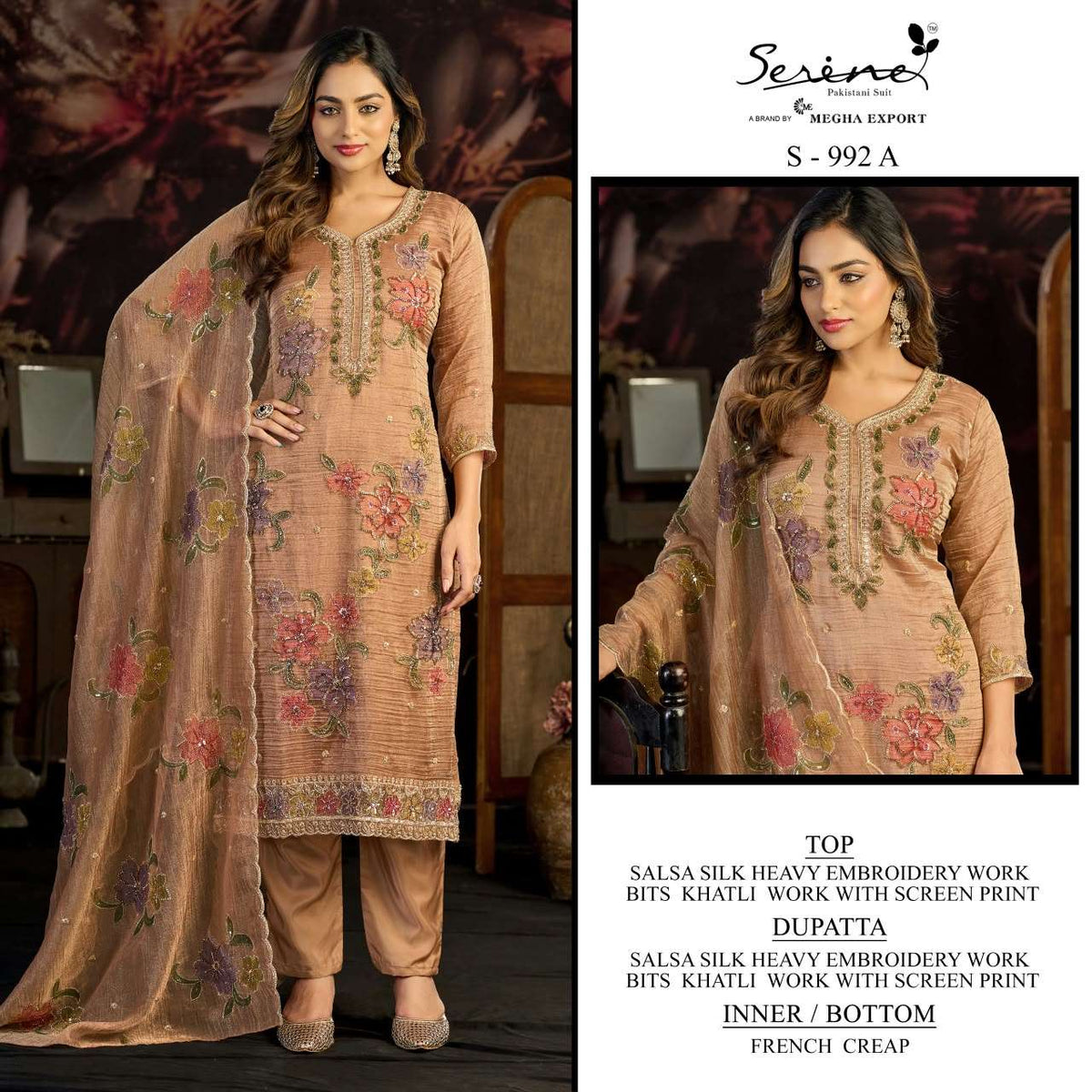 Serine S-992 Salsa Silk Embroidered Pakistani Salwar Suit Set