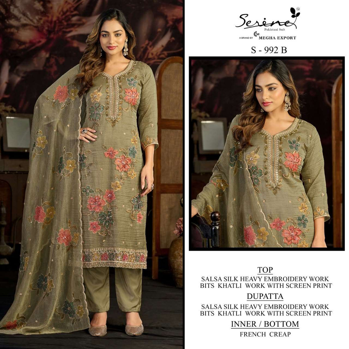 Serine S-992 Salsa Silk Embroidered Pakistani Salwar Suit Set