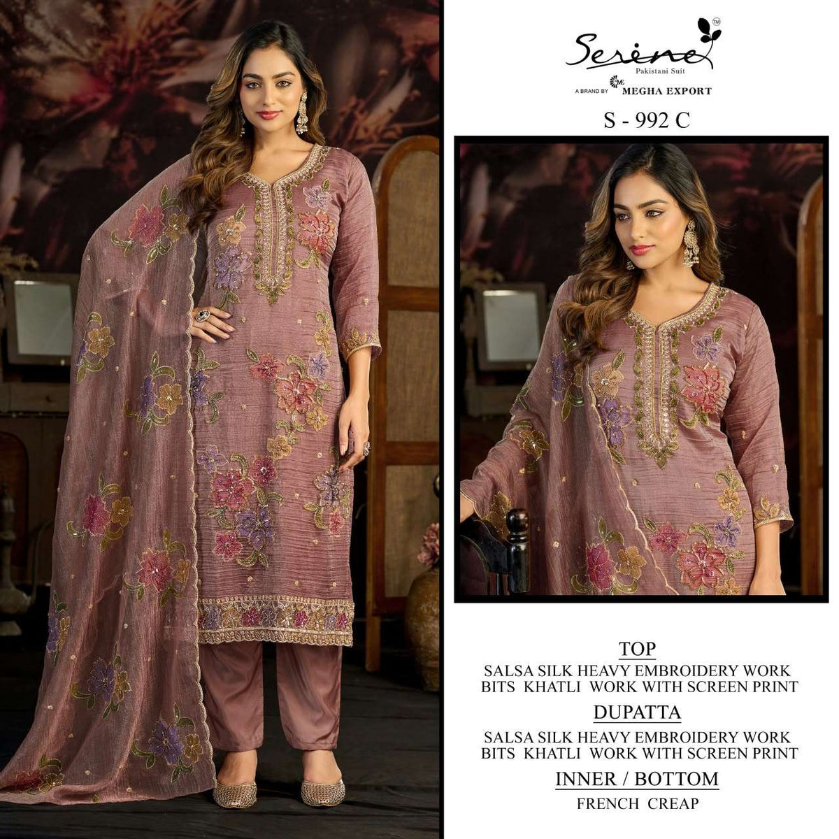Serine S-992 Salsa Silk Embroidered Pakistani Salwar Suit Set