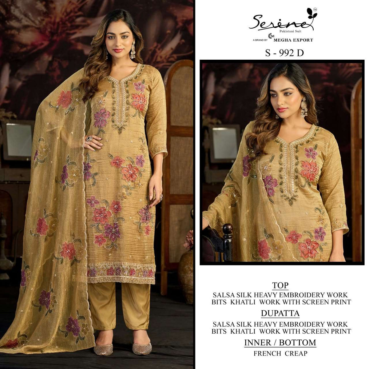 Serine S-992 Salsa Silk Embroidered Pakistani Salwar Suit Set
