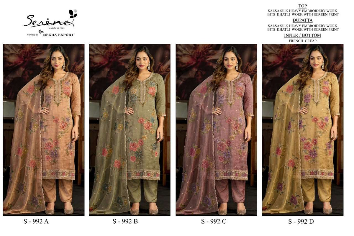 Serine S-992 Salsa Silk Embroidered Pakistani Salwar Suit Set