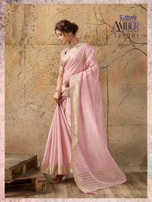 SETHNIC LIFESTYLE AMBER SHINE Linen Printed Saree - Amrah Wholesale