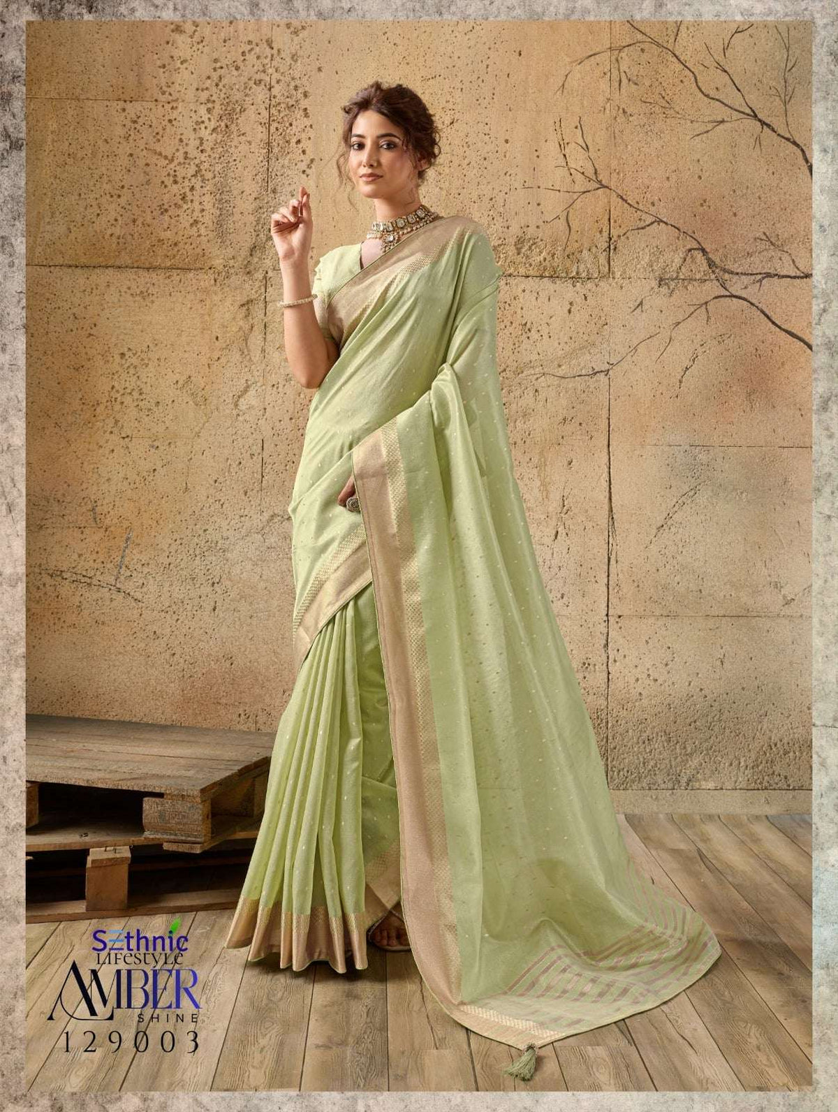 SETHNIC LIFESTYLE AMBER SHINE Linen Printed Saree - Amrah Wholesale