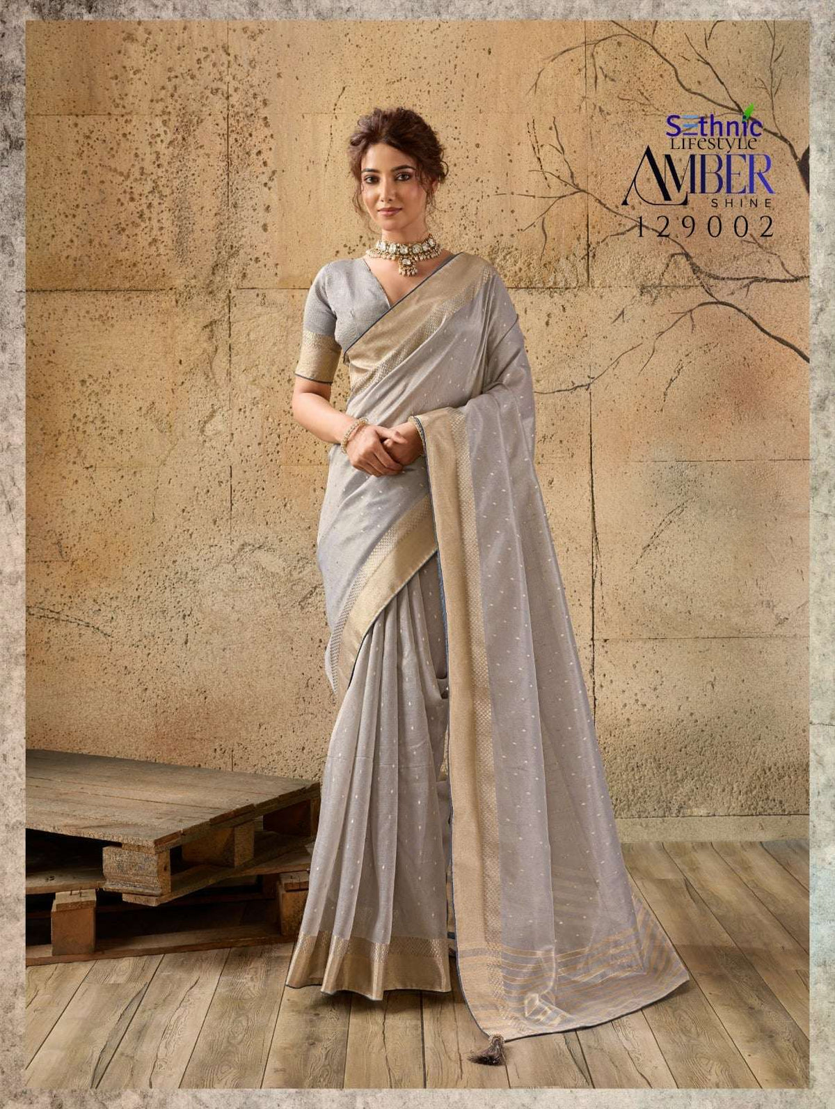 SETHNIC LIFESTYLE AMBER SHINE Linen Printed Saree - Amrah Wholesale