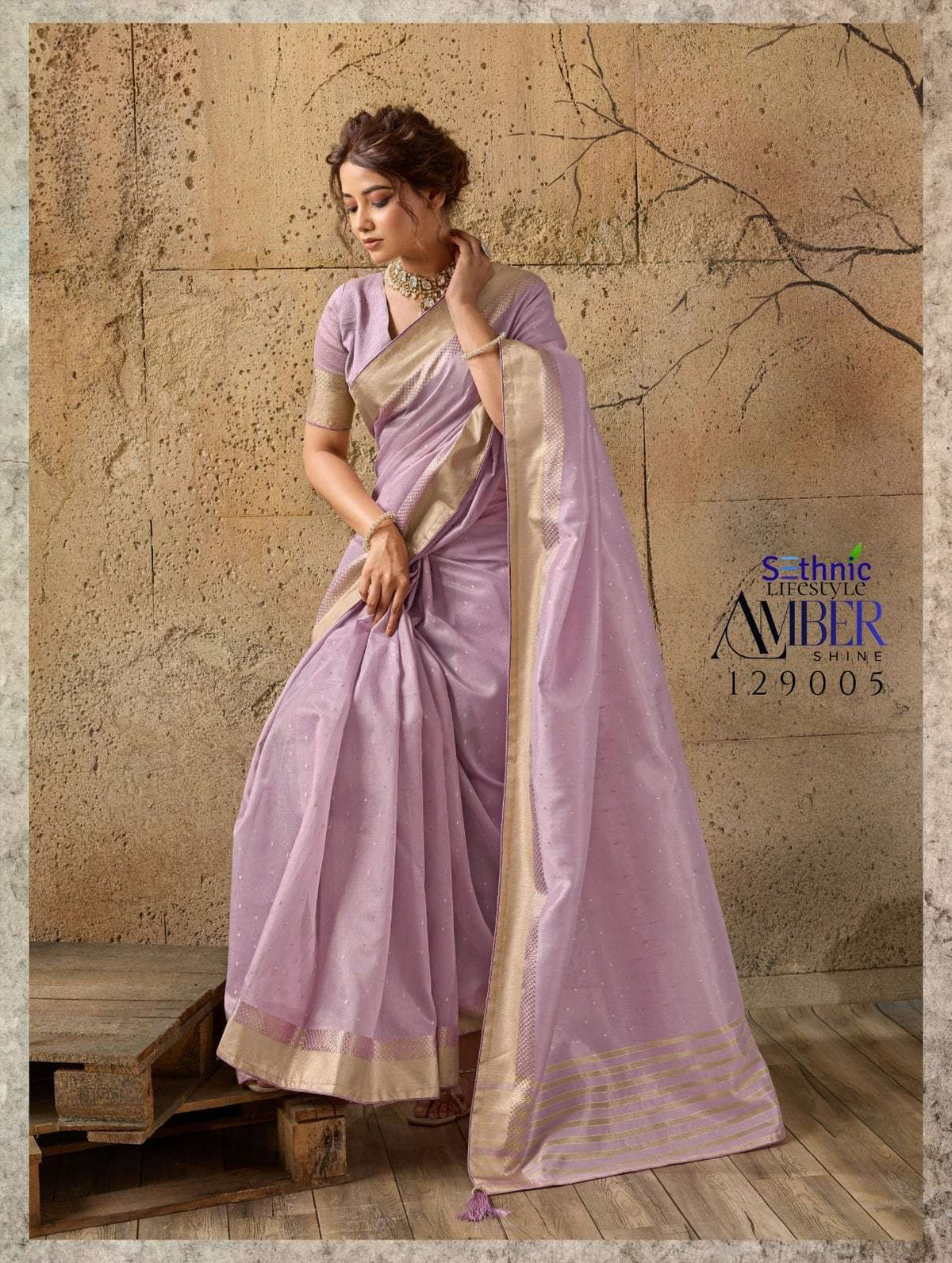 SETHNIC LIFESTYLE AMBER SHINE Linen Printed Saree - Amrah Wholesale