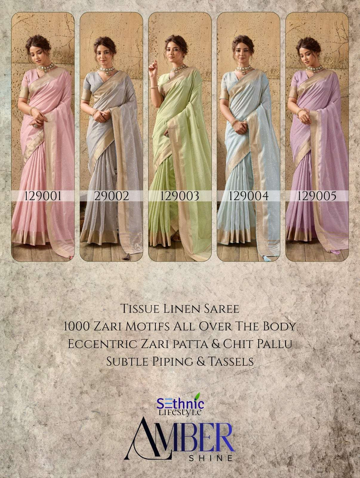 SETHNIC LIFESTYLE AMBER SHINE Linen Printed Saree - Amrah Wholesale