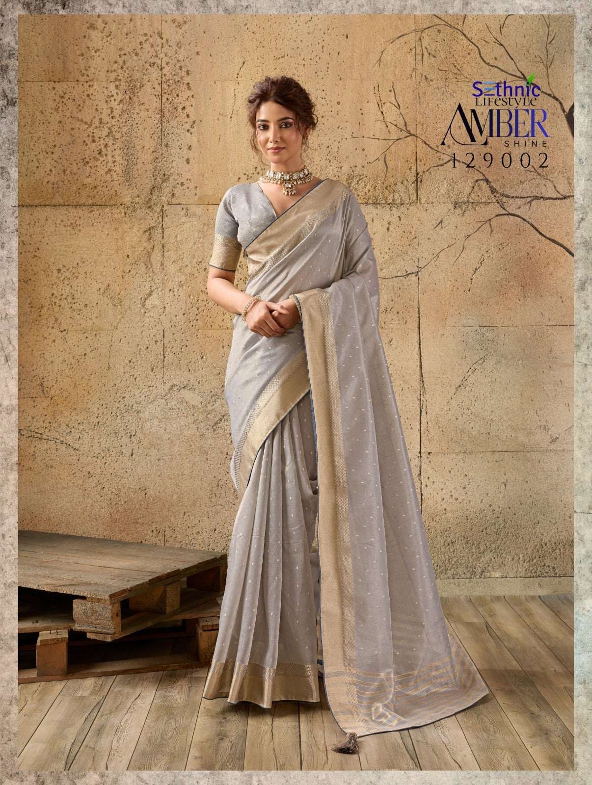 SETHNIC LIFESTYLE AMBER SHINE Linen Printed Saree