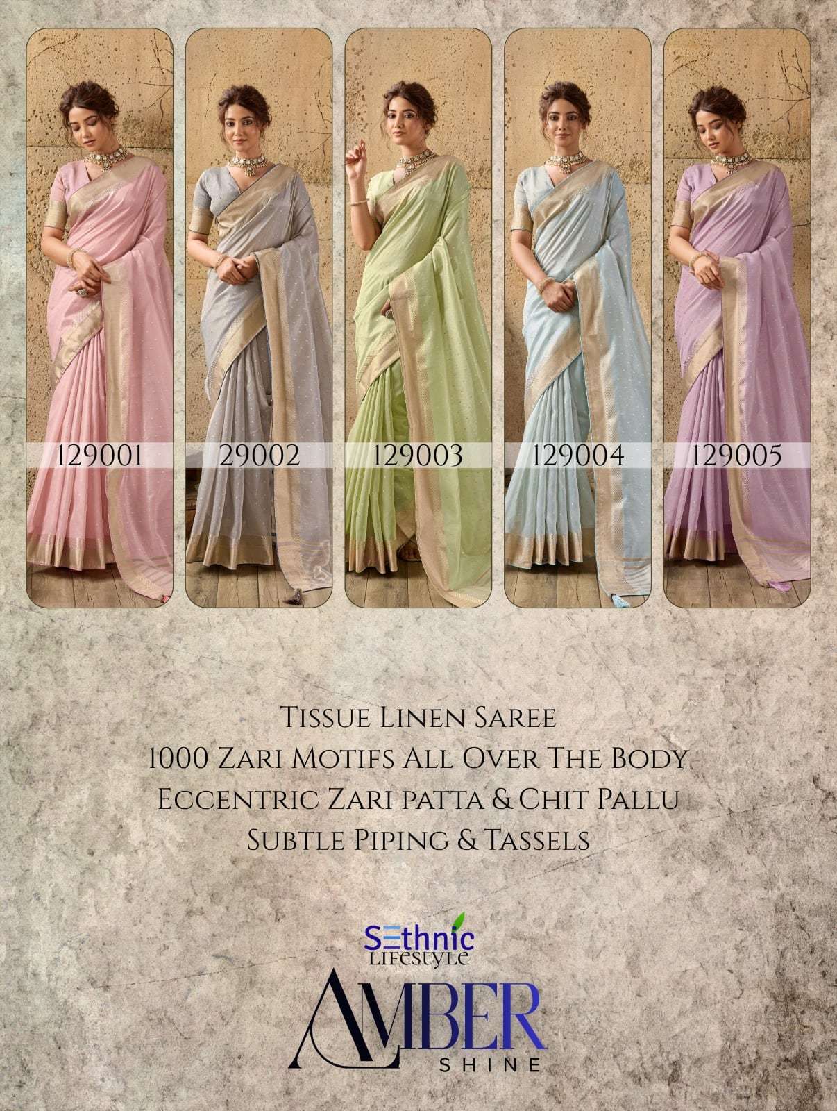 SETHNIC LIFESTYLE AMBER SHINE Linen Printed Saree