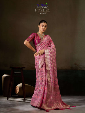 Sethnic Lifestyle Festive 142001 To 142005 Georgette Embroidery Saree - Amrah Wholesale