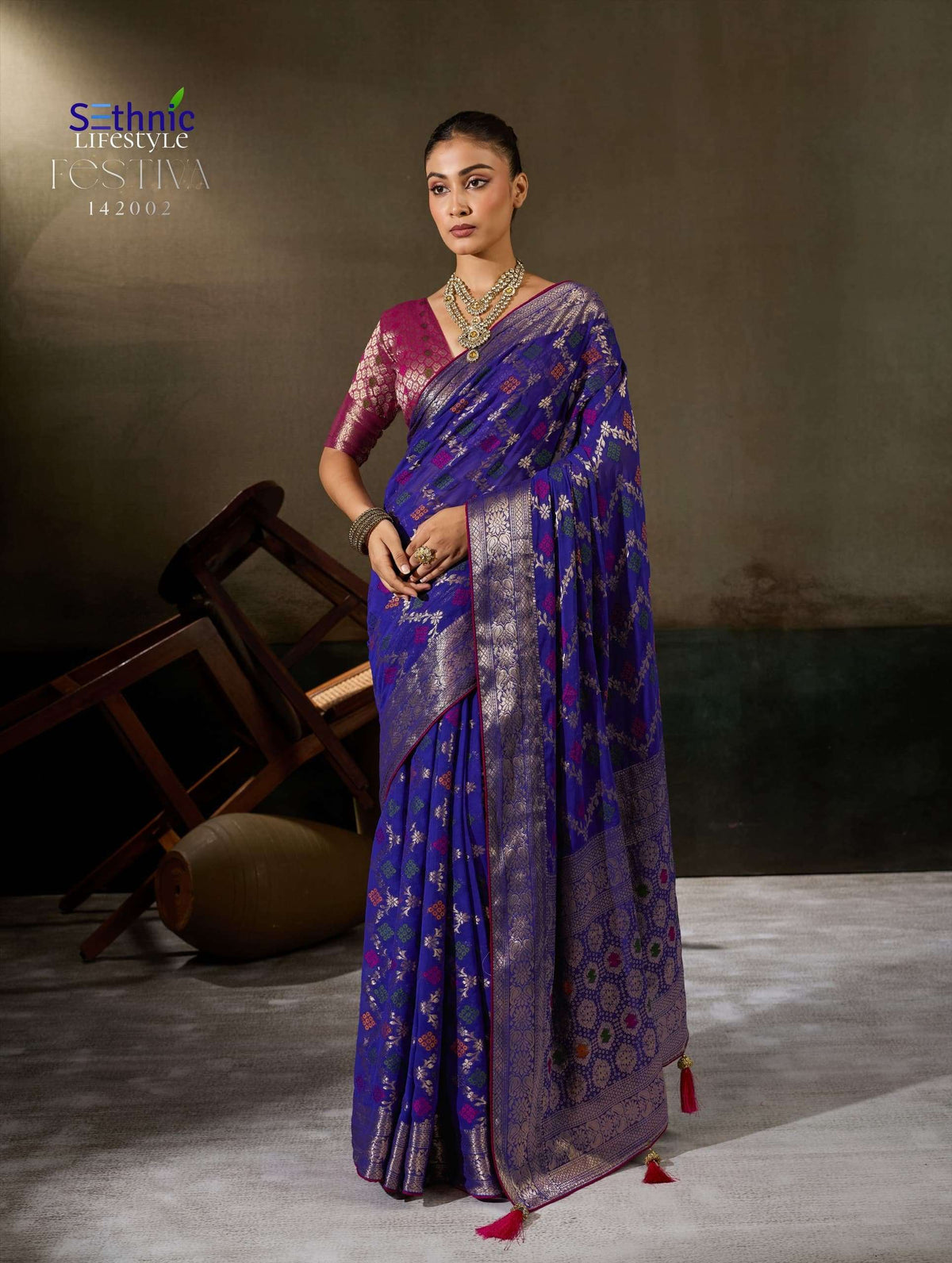 Sethnic Lifestyle Festive 142001 To 142005 Georgette Embroidery Saree