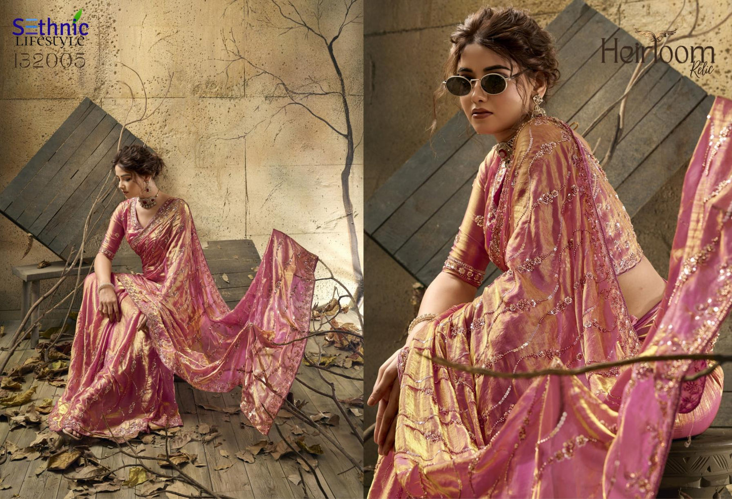 Sethnic Lifestyle Heirloom Relic Velvet Satin Designer Saree Wholesale
