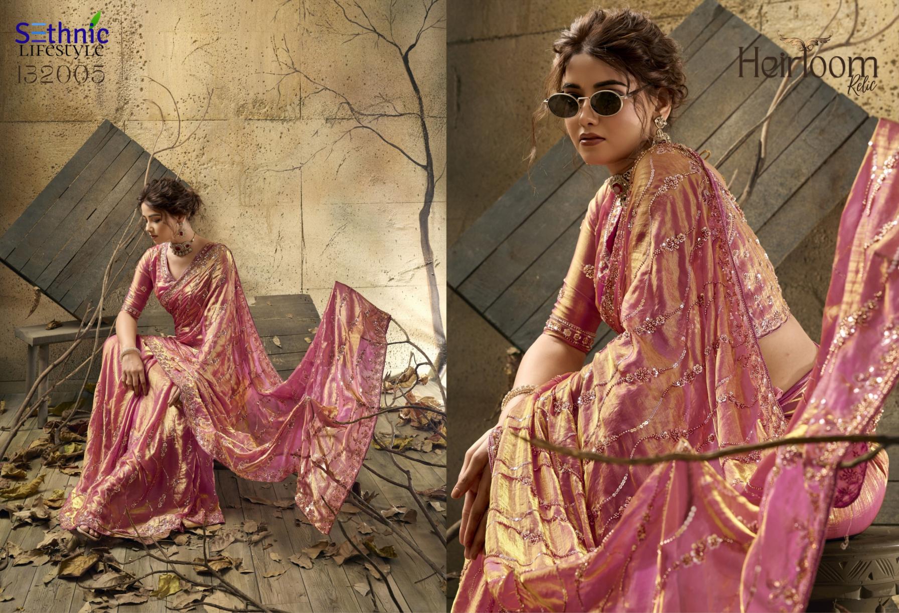Sethnic Lifestyle Heirloom Relic Velvet Satin Designer Saree Wholesale